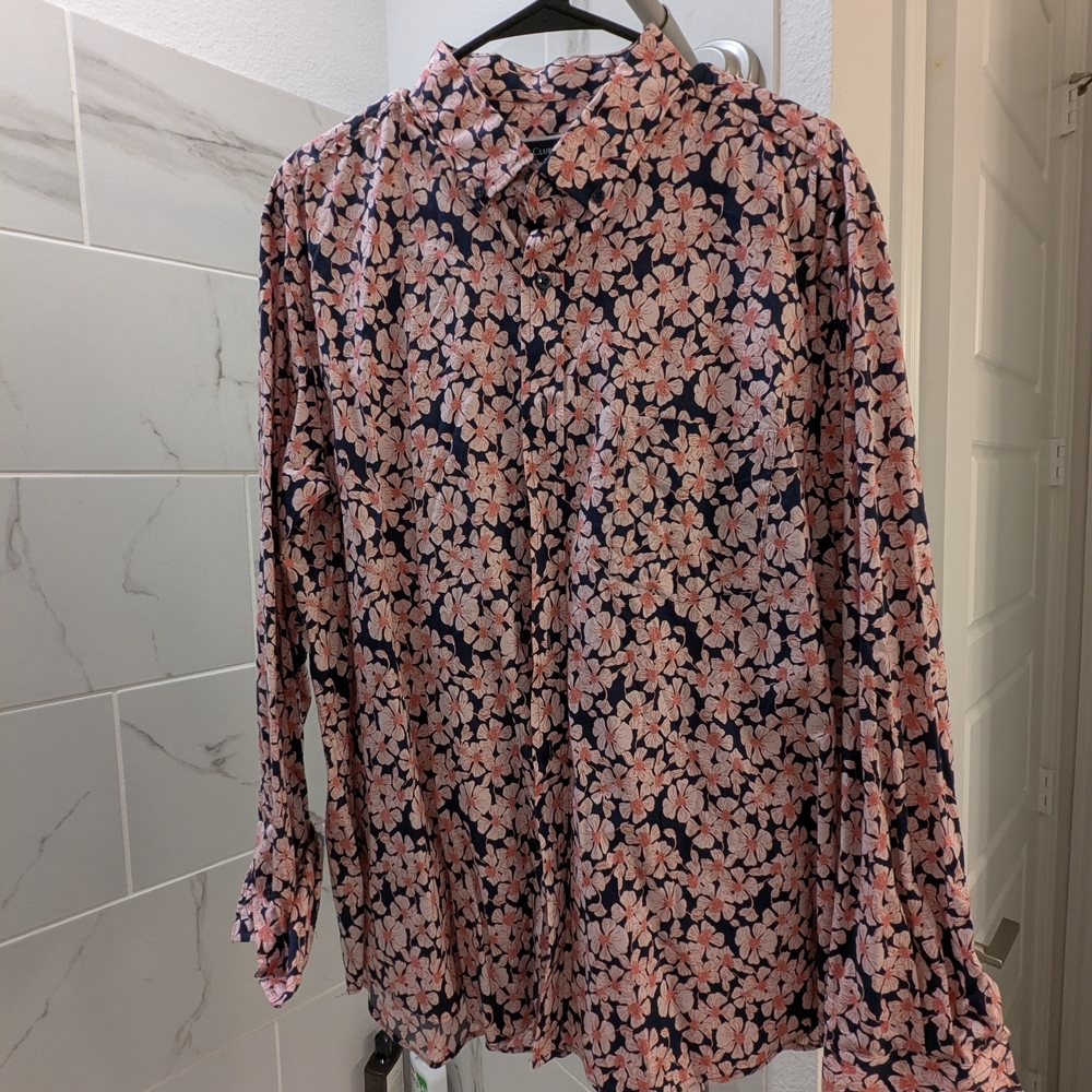 Club Room Pink and Black Floral Shirt